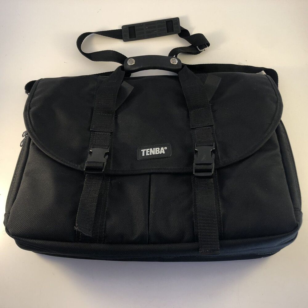 TENBA Ballistic Nylon Briefcase Expandable Messenger Bag Black 17" w/ Straps